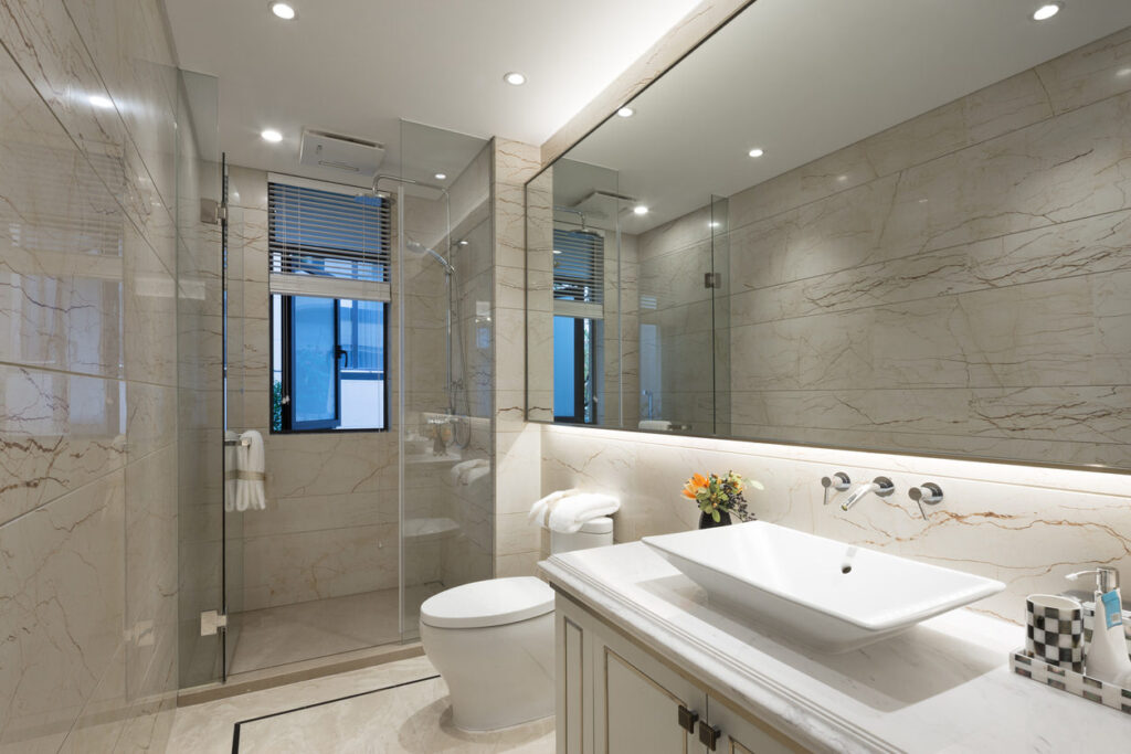 bathroom with walk in shower